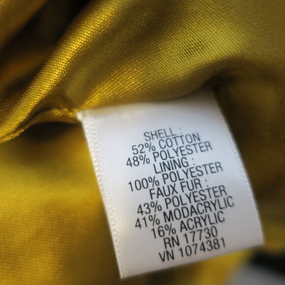 Y2K Merona Brocade Jacquard Damask Gold Coat Faux Fur Collar Penny Lane Tapestry - Picture 9 of 10